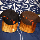 Koa Wood Bill Cap - Hawaiian Island Chain - Plain Brim