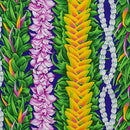 100% Cotton Hawaiian Fabric - Tropical Flower Lei - Blue