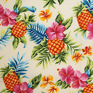 100% Cotton Hawaiian Fabric - Pineapples - Beige