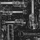 100% Cotton Hawaiian Fabric - Musical String Instruments Navy Blue