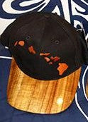 Koa Wood Bill Cap - Hawaiian Island Chain - Plain Brim