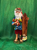 Blue Aloha Surfing Santa with Koa Surfboard