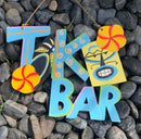Sign - Tiki Bar - Blue with Square Tiki