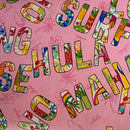 100% Cotton Hawaiian Fabric - Favorite Hawaiian Words  - Pink